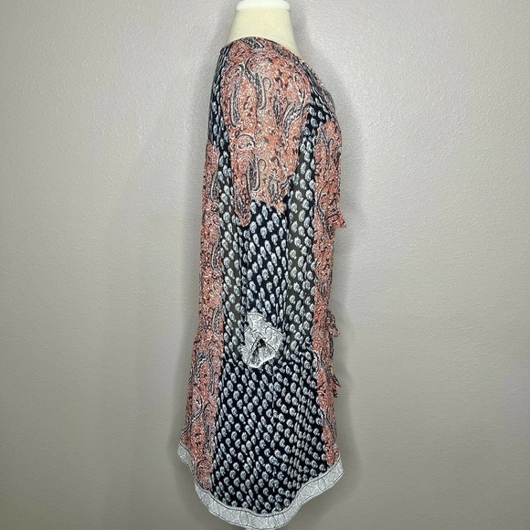 Ulla Johnson SALINAS Red & Blue Paisley 100% Silk 3/4 Sleeve Mini Dress Sz 0 - Picture 11 of 15